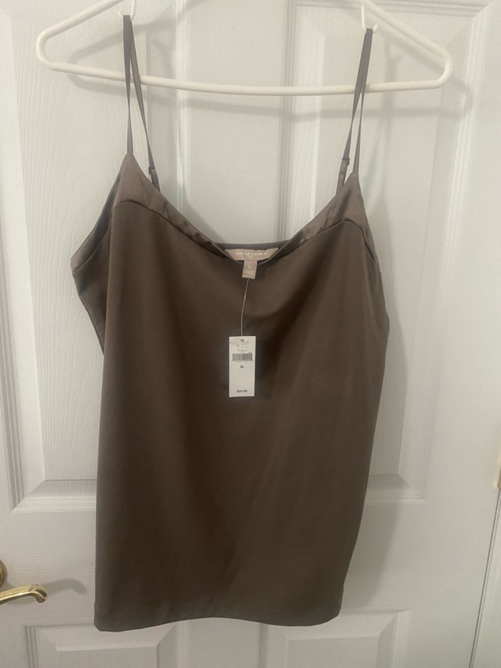 Banana Republic tan Brown stretch Camisole tank w adjustable straps XL NWT p2p18